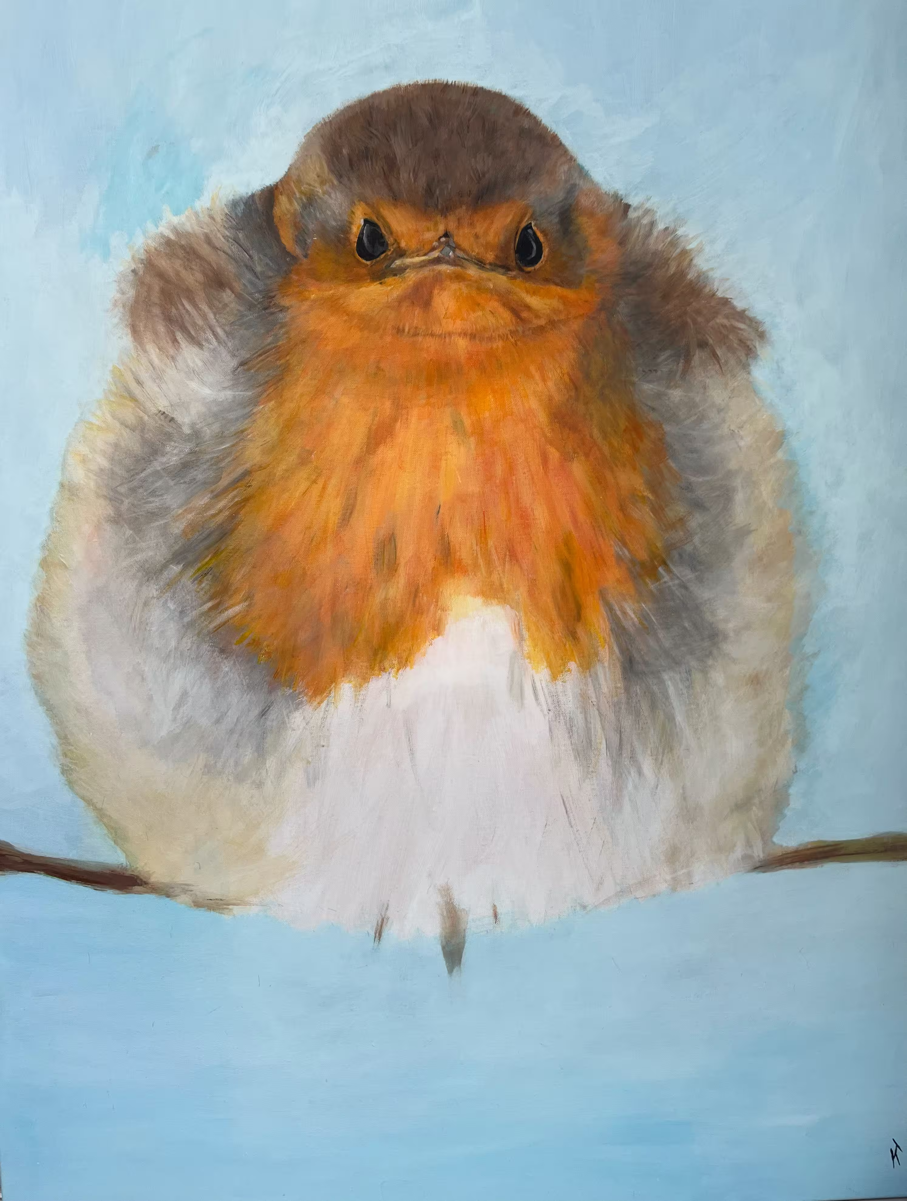 Dikke roodborst de tweede - Acryl op canvas Dikke roodborst de tweede - Acryl op canvas